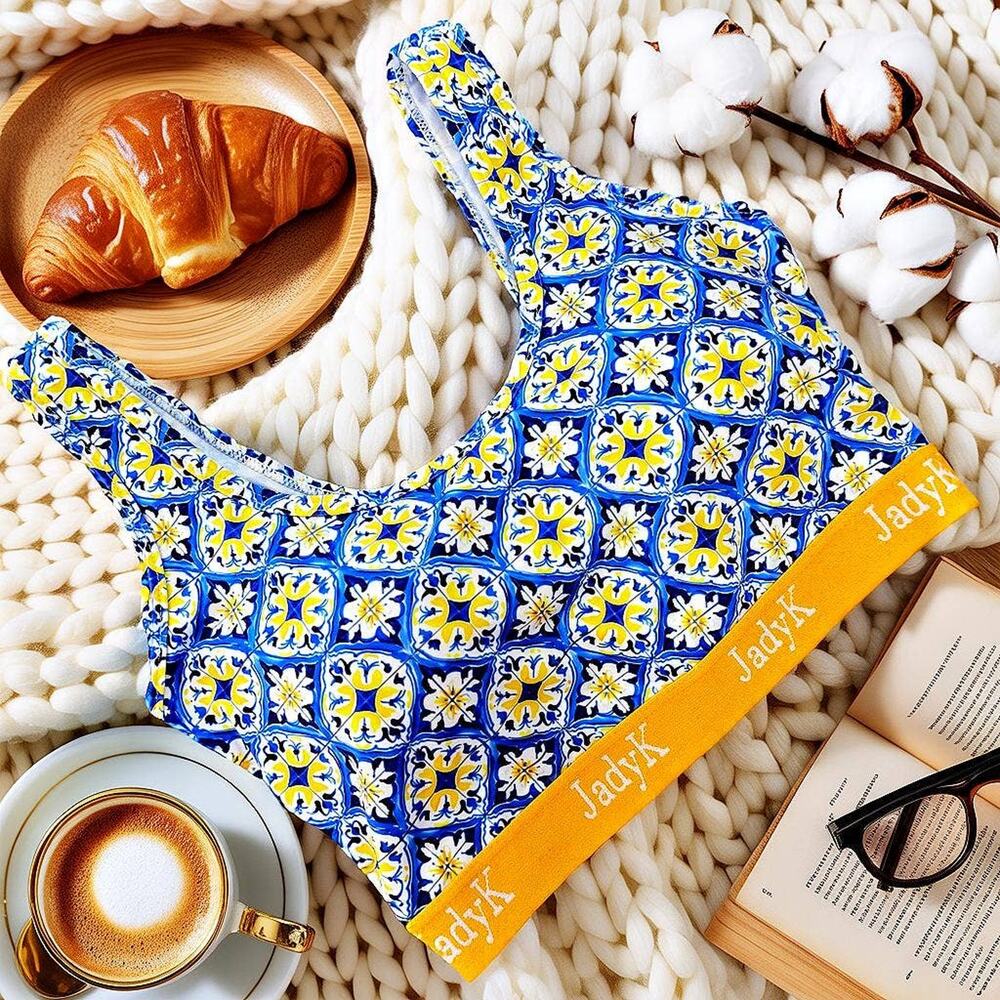 Arya Printed Bralette – Blue Amalfi | JadyK